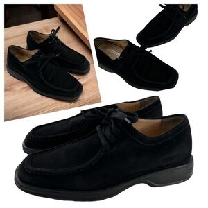 SALVATORE FERRAGAMO Men's Black Suede Oxford Shoes Size 7.5 D